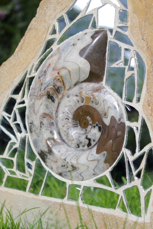 Ammonite Mosaic Standing Stone - Front